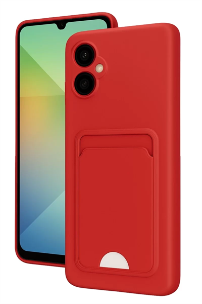 Samsung Galaxy A06 Kılıf Kelvin Kartvizitli Silikon - Kırmızı