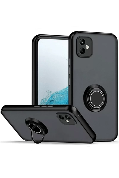 Samsung Galaxy A06 Kılıf Montreal Yüzüklü Silikon Kapak - Siyah