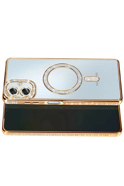 Samsung Galaxy A07 4G Joke Simli Magneticsafe Kılıf - Gold
