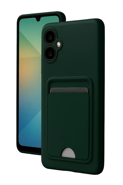Samsung Galaxy A07 4G Kelvin Kartvizitli Silikon - Koyu Yeşil