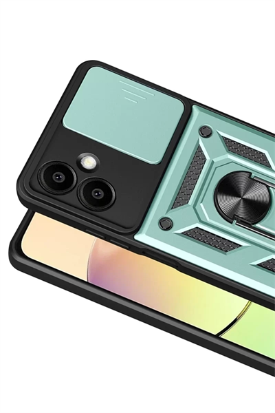 Samsung Galaxy A07 4G Pars Lens Yüzüklü Silikon - Yeşil