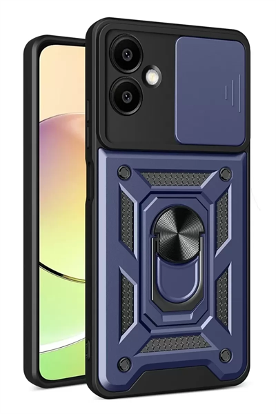 Samsung Galaxy A07 4G Pars Lens Yüzüklü Silikon - Lacivert
