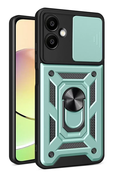 Samsung Galaxy A07 4G Pars Lens Yüzüklü Silikon - Yeşil