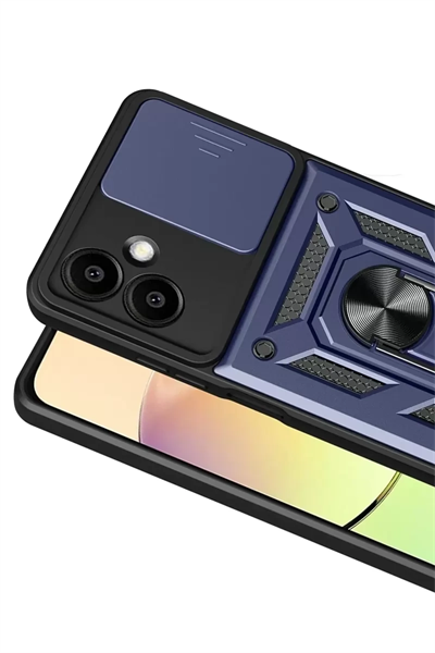 Samsung Galaxy A07 4G Pars Lens Yüzüklü Silikon - Lacivert