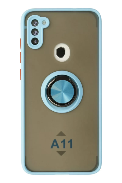 Samsung Galaxy A11 Kılıf Montreal Yüzüklü Silikon Kapak - Buz Mavi