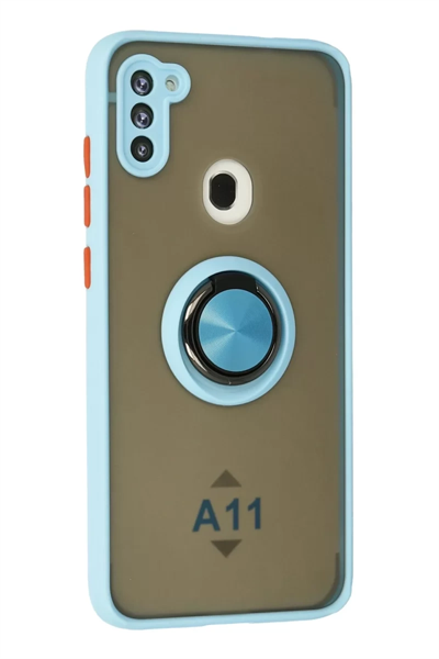 Samsung Galaxy A11 Kılıf Montreal Yüzüklü Silikon Kapak - Buz Mavi