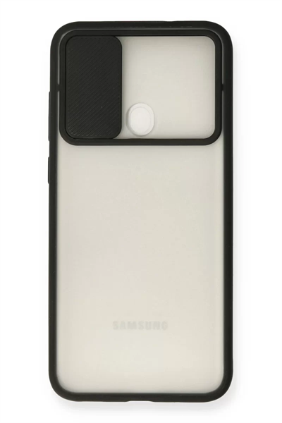 Samsung Galaxy A11 Kılıf Palm Buzlu Kamera Sürgülü Silikon - Siyah