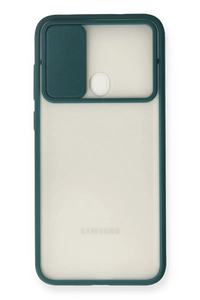 Samsung Galaxy A11 Kılıf Palm Buzlu Kamera Sürgülü Silikon - Yeşil