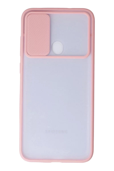 Samsung Galaxy A11 Kılıf Palm Buzlu Kamera Sürgülü Silikon - Pembe