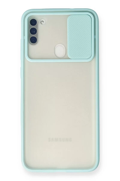 Samsung Galaxy A11 Kılıf Palm Buzlu Kamera Sürgülü Silikon - Turkuaz