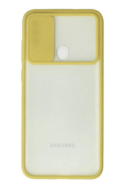 Samsung Galaxy A11 Kılıf Palm Buzlu Kamera Sürgülü Silikon - Sarı