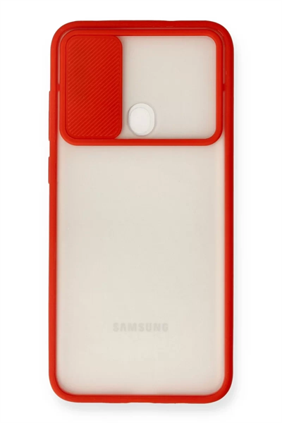 Samsung Galaxy A11 Kılıf Palm Buzlu Kamera Sürgülü Silikon - Kırmızı