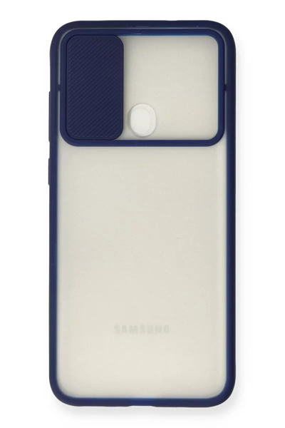 Samsung Galaxy A11 Kılıf Palm Buzlu Kamera Sürgülü Silikon - Lacivert