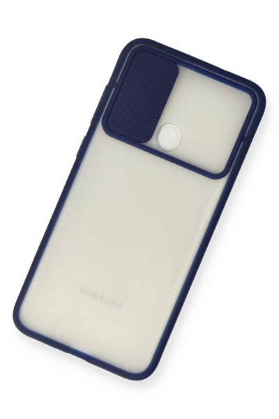 Samsung Galaxy A11 Kılıf Palm Buzlu Kamera Sürgülü Silikon - Lacivert