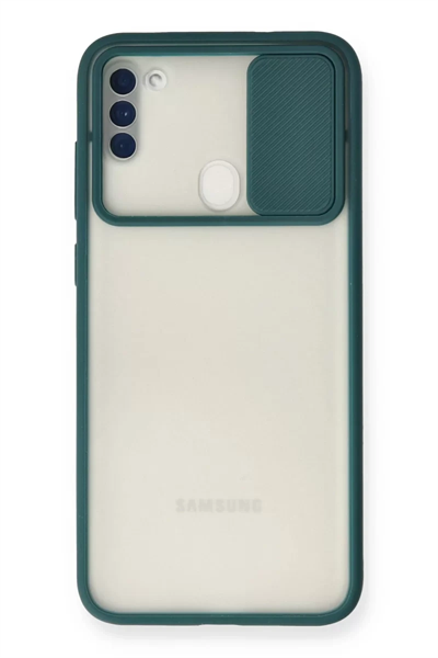 Samsung Galaxy A11 Kılıf Palm Buzlu Kamera Sürgülü Silikon - Yeşil