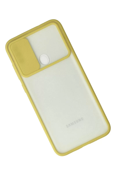 Samsung Galaxy A11 Kılıf Palm Buzlu Kamera Sürgülü Silikon - Sarı