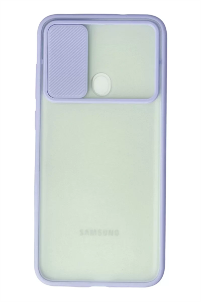 Samsung Galaxy A11 Kılıf Palm Buzlu Kamera Sürgülü Silikon - Lila