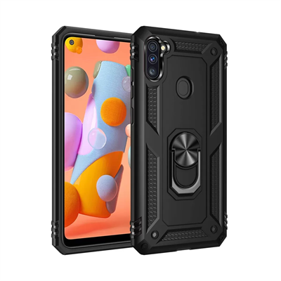 Samsung Galaxy A11 Kılıf Sofya Yüzüklü Silikon Kapak - Siyah