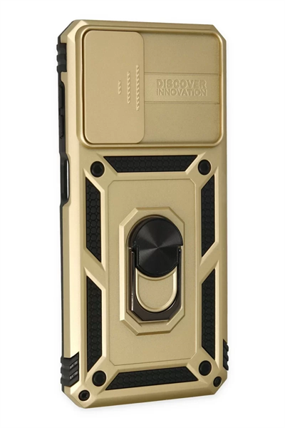 Samsung Galaxy A13 4G Kılıf Pars Lens Yüzüklü Silikon - Gold