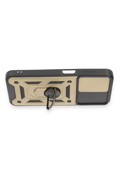 Samsung Galaxy A14 4G Kılıf Pars Lens Yüzüklü Silikon - Gold