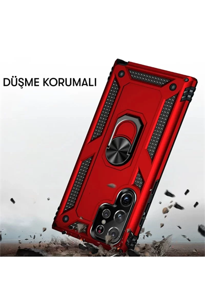 Samsung Galaxy A14 4G Kılıf Sofya Yüzüklü Silikon Kapak - Kırmızı