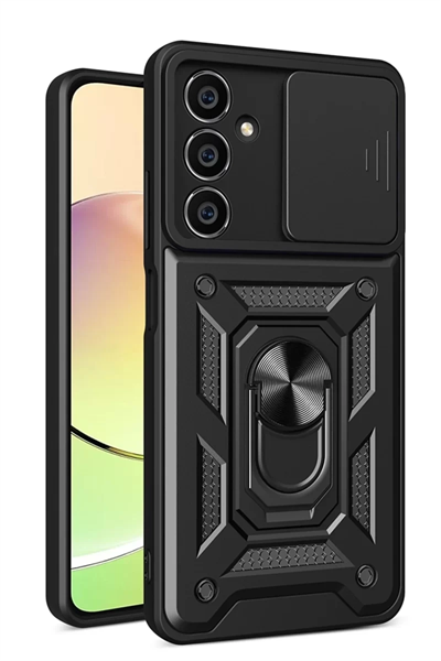 Samsung Galaxy A15 4G Kılıf Pars Lens Yüzüklü Silikon - Siyah