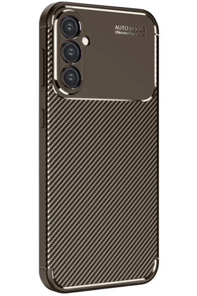 Samsung Galaxy A16 5G Kılıf Auto Focus Karbon Kapak - Kahverengi
