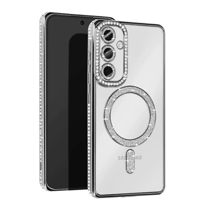 Samsung Galaxy A17 5G Joke Simli Magneticsafe Kılıf - Gümüş