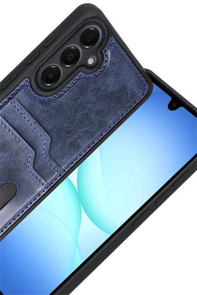 Samsung Galaxy A17 5G Sara Kartvizitli Deri Kılıf - Lacivert