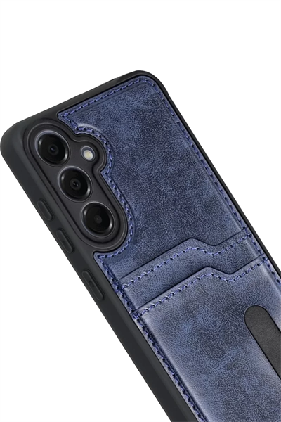 Samsung Galaxy A17 5G Sara Kartvizitli Deri Kılıf - Lacivert