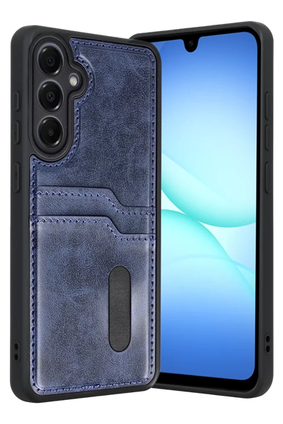 Samsung Galaxy A17 5G Sara Kartvizitli Deri Kılıf - Lacivert