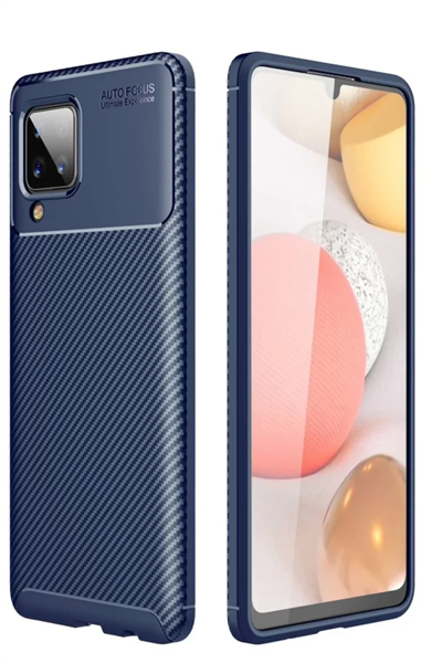 Samsung Galaxy A22 Kılıf Auto Focus Karbon Kapak - Lacivert