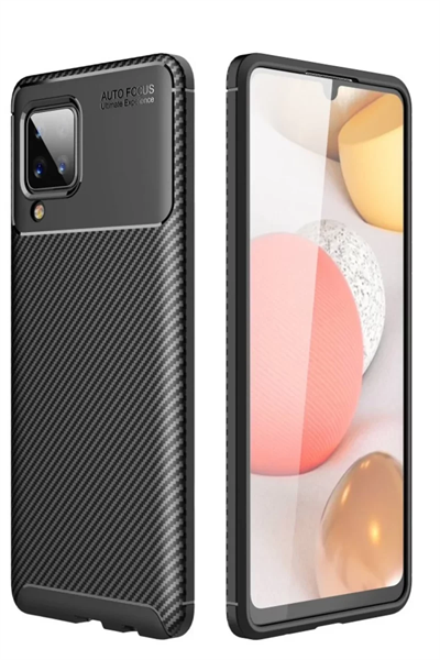 Samsung Galaxy A22 Kılıf Auto Focus Karbon Kapak - Siyah