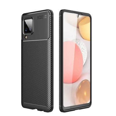 Samsung Galaxy A22 Kılıf Auto Focus Karbon Kapak - Siyah