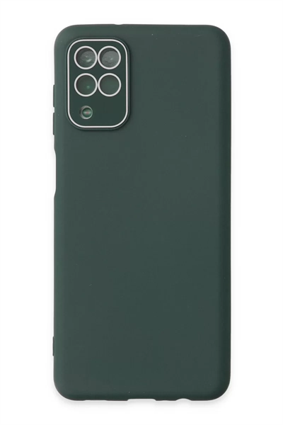 Samsung Galaxy A22 Kılıf Lansman Glass Kapak - Koyu Yeşil