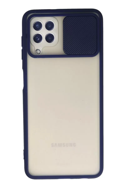 Samsung Galaxy A22 Kılıf Palm Buzlu Kamera Sürgülü Silikon - Lacivert