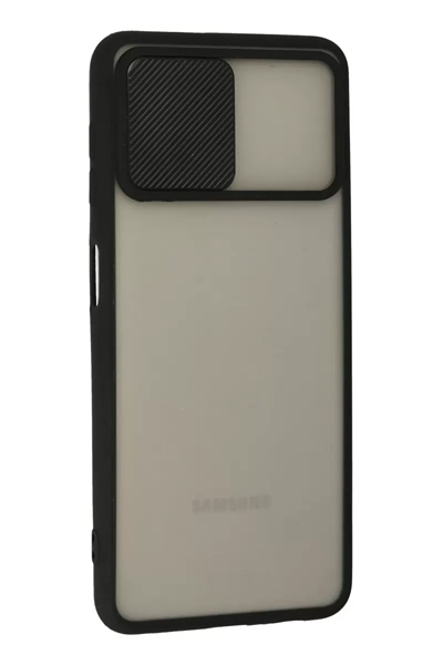 Samsung Galaxy A22 Kılıf Palm Buzlu Kamera Sürgülü Silikon - Siyah
