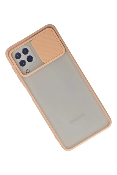 Samsung Galaxy A22 Kılıf Palm Buzlu Kamera Sürgülü Silikon - Pembe
