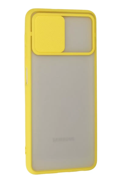Samsung Galaxy A22 Kılıf Palm Buzlu Kamera Sürgülü Silikon - Sarı