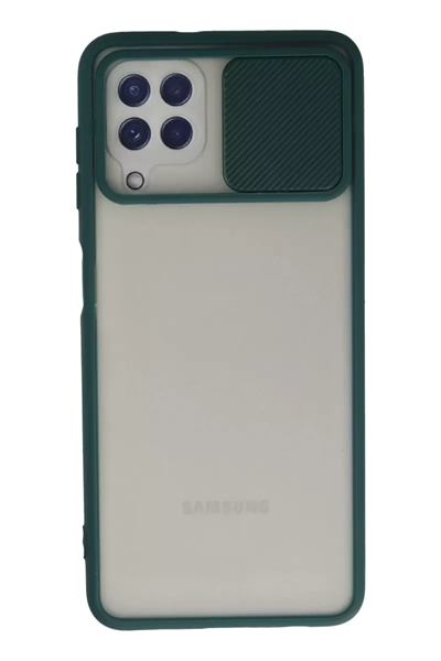 Samsung Galaxy A22 Kılıf Palm Buzlu Kamera Sürgülü Silikon - Yeşil