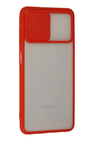 Samsung Galaxy A22 Kılıf Palm Buzlu Kamera Sürgülü Silikon - Kırmızı