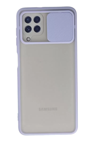 Samsung Galaxy A22 Kılıf Palm Buzlu Kamera Sürgülü Silikon - Lila
