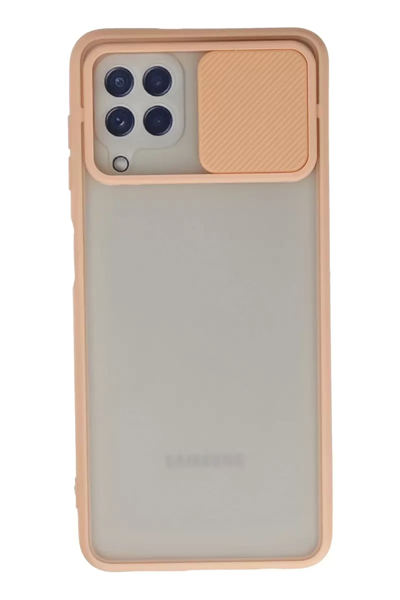 Samsung Galaxy A22 Kılıf Palm Buzlu Kamera Sürgülü Silikon - Pembe