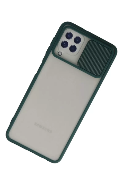 Samsung Galaxy A22 Kılıf Palm Buzlu Kamera Sürgülü Silikon - Yeşil