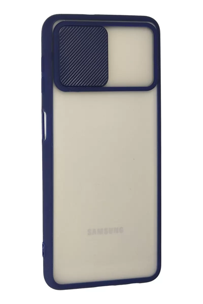 Samsung Galaxy A22 Kılıf Palm Buzlu Kamera Sürgülü Silikon - Lacivert