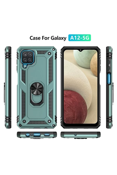 Samsung Galaxy A22 Kılıf Sofya Yüzüklü Silikon Kapak - Yeşil