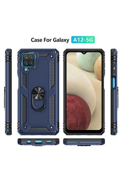 Samsung Galaxy A22 Kılıf Sofya Yüzüklü Silikon Kapak - Lacivert