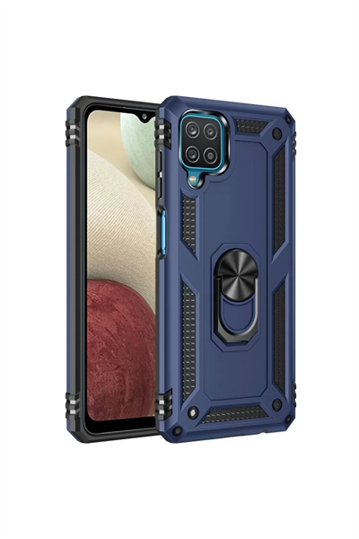 Samsung Galaxy A22 Kılıf Sofya Yüzüklü Silikon Kapak - Lacivert