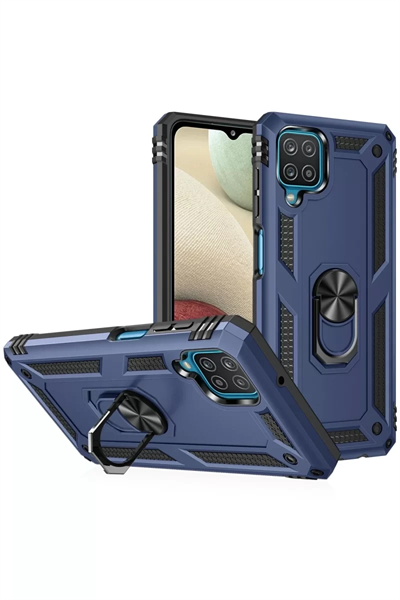 Samsung Galaxy A22 Kılıf Sofya Yüzüklü Silikon Kapak - Lacivert
