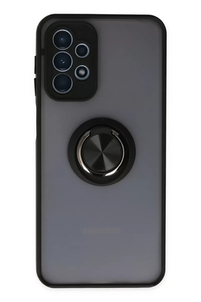 Samsung Galaxy A23 4G Kılıf Montreal Yüzüklü Silikon Kapak - Siyah